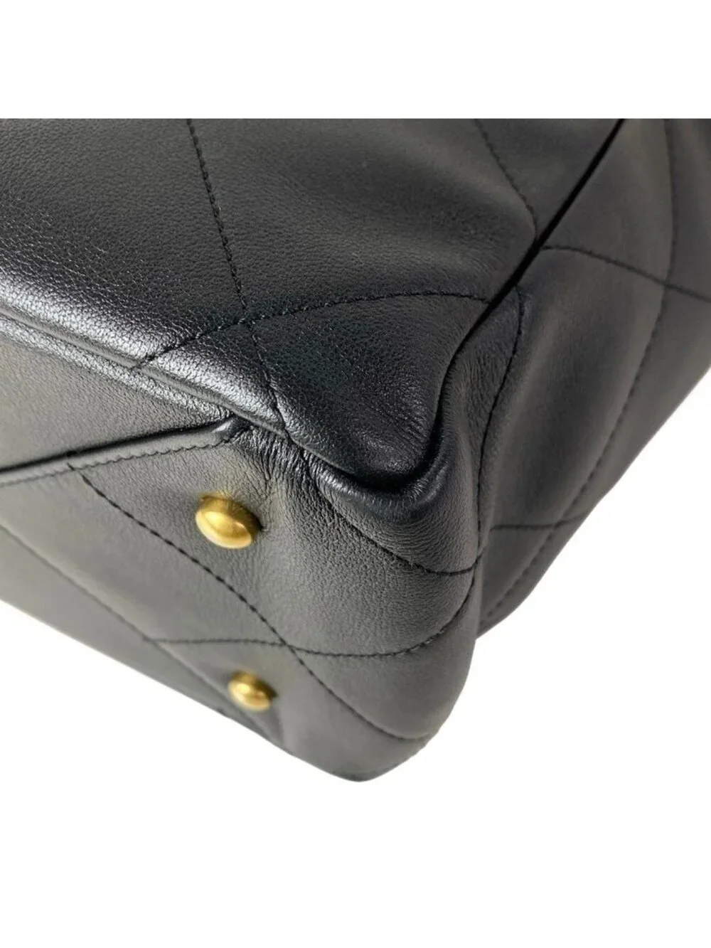 Chanel Tote Quilted Black Metal Vintage Gold